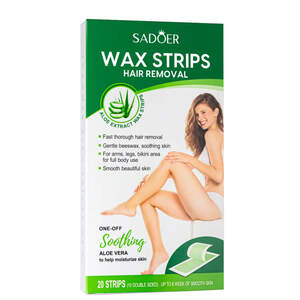 Восковые полоски для депиляции лица и тела Sadoer с экстрактом алоэ, 20шт Восковые полоски для депиляции лица и тела Sadoer с экстрактом алоэ, 20шт