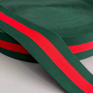 Резинка поясная двухсторонняя 5 см зеленая с красным