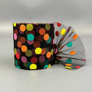 Фатин в рулонах 6см, моток 10 м - черный в горох