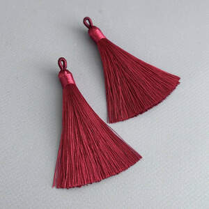 Шелковые кисти для сережек 8 см - бордо Шелковые кисти для сережек 8 см - бордо