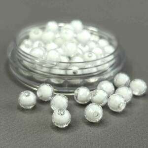 (20 гр) Акриловые граненые бусины С белое серединкой 8 мм - белый