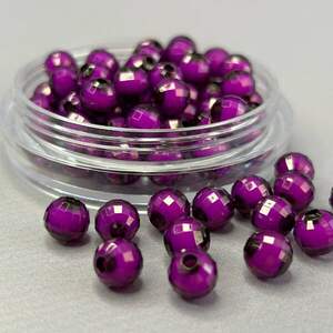 (20 гр) Акриловые граненые бусины С белое серединкой 8 мм - фиолетовый