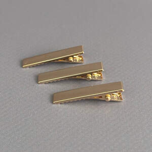 (10 шт) Заколка-заготовка уточка плоская 3,2 см - золото