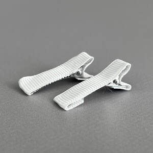 (10 шт) Заколка-заготовка уточка с репсовой лентой 3,5 см - белый (10 шт) Заколка-заготовка уточка с репсовой лентой 3,5 см - белый