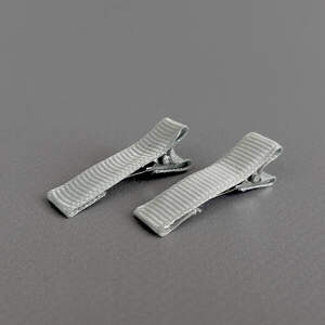 (10 шт) Заколка-заготовка уточка с репсовой лентой 3,5 см - светло-серый (10 шт) Заколка-заготовка уточка с репсовой лентой 3,5 см - светло-серый