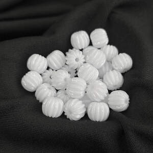 (20 гр) Бусины пластик бочонок-ромашка 9х11 мм - белый