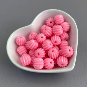 (20 гр) Бусины пластик бочонок-ромашка 9х11 мм - розовый