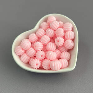 (20 гр) Бусины пластик бочонок-ромашка 9х11 мм - светло-розовый