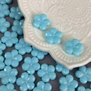(20 гр) Бусины пластиковые Цветочек 14 мм - голубой