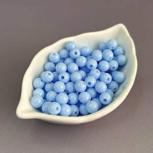 (20 гр) Пластиковые гладкие бусины 8 мм - голубой