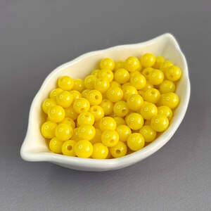 (20 гр) Пластиковые гладкие бусины 8 мм - желтый (20 гр) Пластиковые гладкие бусины 8 мм - желтый