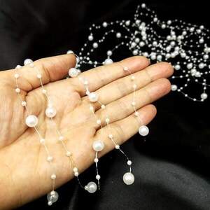 (5шт по 1,3 м) Бусины на леске Ø8 и Ø3мм Цвет - Белый (5шт по 1,3 м) Бусины на леске Ø8 и Ø3мм Цвет - Белый