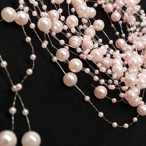 (5шт по 1,3 м) Бусины на леске Ø8 и Ø3мм - нежно-розовый