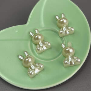 10 шт - Кабашон пластик Зайка 16х26 мм - айвори 10 шт - Кабашон пластик Зайка 16х26 мм - айвори