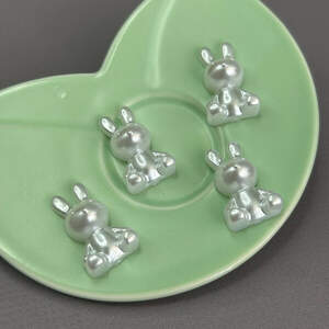 10 шт - Кабашон пластик Зайка 16х26 мм - белый 10 шт - Кабашон пластик Зайка 16х26 мм - белый