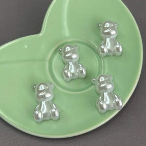 10 шт - Кабашон пластик Мишка 16х24 мм - белый 10 шт - Кабашон пластик Мишка 16х24 мм - белый