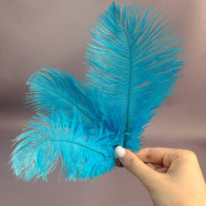 5шт - Перья страуса для рукоделия 13-18 см - лазурный