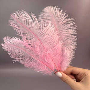5шт - Перья страуса для рукоделия 13-18 см - розовый