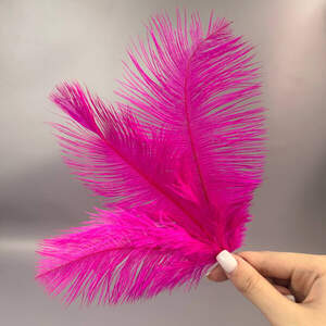 5шт - Перья страуса для рукоделия 13-18 см - фуксия