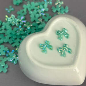 Полубусины Бантики 11 мм, 10 гр/уп - бирюзовый с покрытием АВ