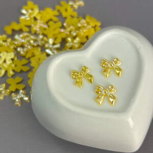 Полубусины Бантики 11 мм, 10 гр/уп - желтый с покрытием АВ