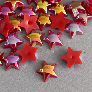 Полубусины Звезды 10 мм, 10 гр/уп - красный с покрытием АВ