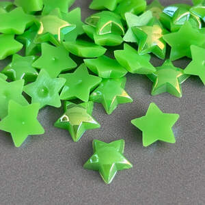 Полубусины Звезды 10 мм, 10 гр/уп - салатовый с покрытием АВ