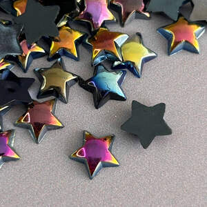 Полубусины Звезды 10 мм, 10 гр/уп - черный с покрытием АВ