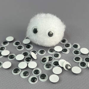 (10г) Подвижные глазки для игрушек самоклеющиеся Ø8 мм