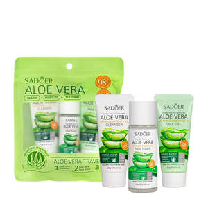 Дорожный набор косметики 3в1 по уходу за кожей лица Sadoer с алоэ вера