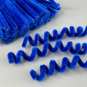 Пушистая проволока (синель) 30см - синий электрик