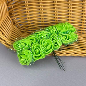 Фоамирановые розочки с фатином 1 букет (12шт) - салатовый