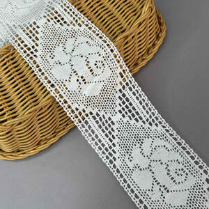 Хлопковое кружево 7,5 см (лен) - Белое (#4033)