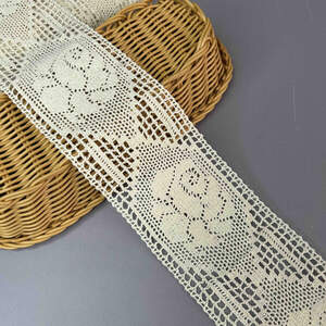 Хлопковое кружево 8 см (лен) - Бежевое (#4033) Хлопковое кружево 8 см (лен) - Бежевое (#4033)