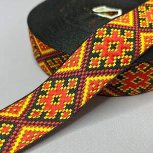 3 см тесьма национальная с украинским орнаментом - оранжевая