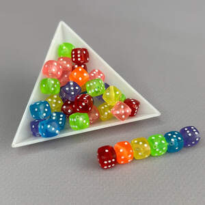 (20 г) Бусины пластиковые, Игральные кости 8 мм - Цветной микс (20 г) Бусины пластиковые, Игральные кости 8 мм - Цветной микс