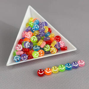 (20 г) Бусины пластиковые, круглые плоские Смайл 7 мм - Цветной микс (20 г) Бусины пластиковые, круглые плоские Смайл 7 мм - Цветной микс