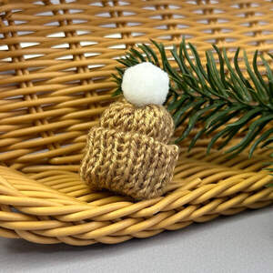 Мини шапочка 35х55мм, вязаные шапочки - бежевый