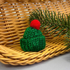 Мини шапочка 35х55мм, вязаные шапочки - зеленый