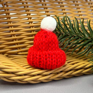 Мини шапочка 35х55мм, вязаные шапочки - красный