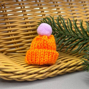 Мини шапочка 35х55мм, вязаные шапочки - оранжевий Мини шапочка 35х55мм, вязаные шапочки - оранжевий