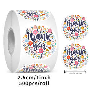 Наклейки на бобине Thank you 2,5 см, в рулоне 500 шт Наклейки на бобине Thank you 2,5 см, в рулоне 500 шт