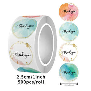 Наклейки на бобине Thank you 2,5 см, в рулоне 500 шт Наклейки на бобине Thank you 2,5 см, в рулоне 500 шт