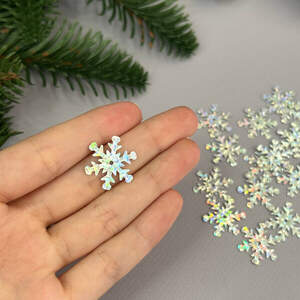 20мм Пайетка снежинка 5г - серебро голограмма