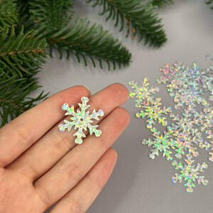 25мм Пайетка снежинка 5г - серебро голограмма