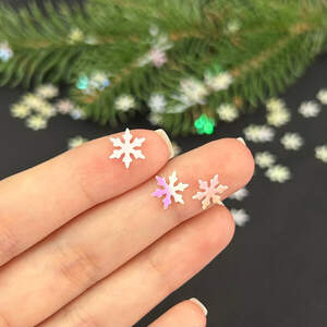 9мм Пайетка снежинка 5г - белая с переливом