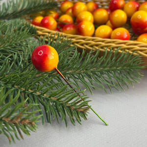 Калина лаковая Ø20 мм, для декора - желто-красная