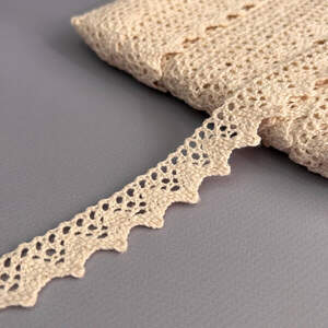 Кружево натуральное лен 2 см, - Бежевый (лен-1370А)