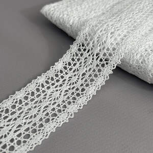 Натуральное кружево (лен) хлопковое 4 см - Белый (лен-2144)