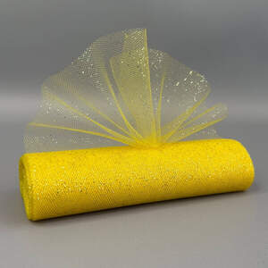 Фатин в рулоне с напылением - 15см, моток 9 м - желтый с золотом